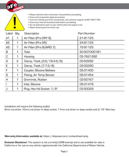aFe Momentum GT CAI System | Jeep Wrangler JK (07-18) (50-70001R)