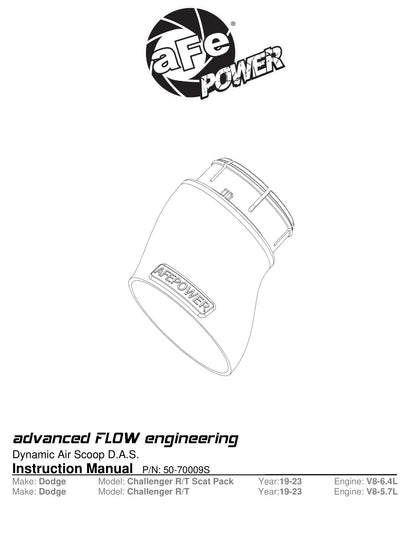 aFe Momentum GT Air Scoop | Dodge Challenger R/T V8-6.4L Scat Pack (50-70009S)