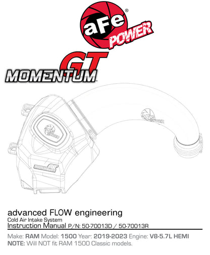 aFe Momentum GT Cold Air Intake | Ram 1500 5.7L HEMI (19-20) (50-70013R)
