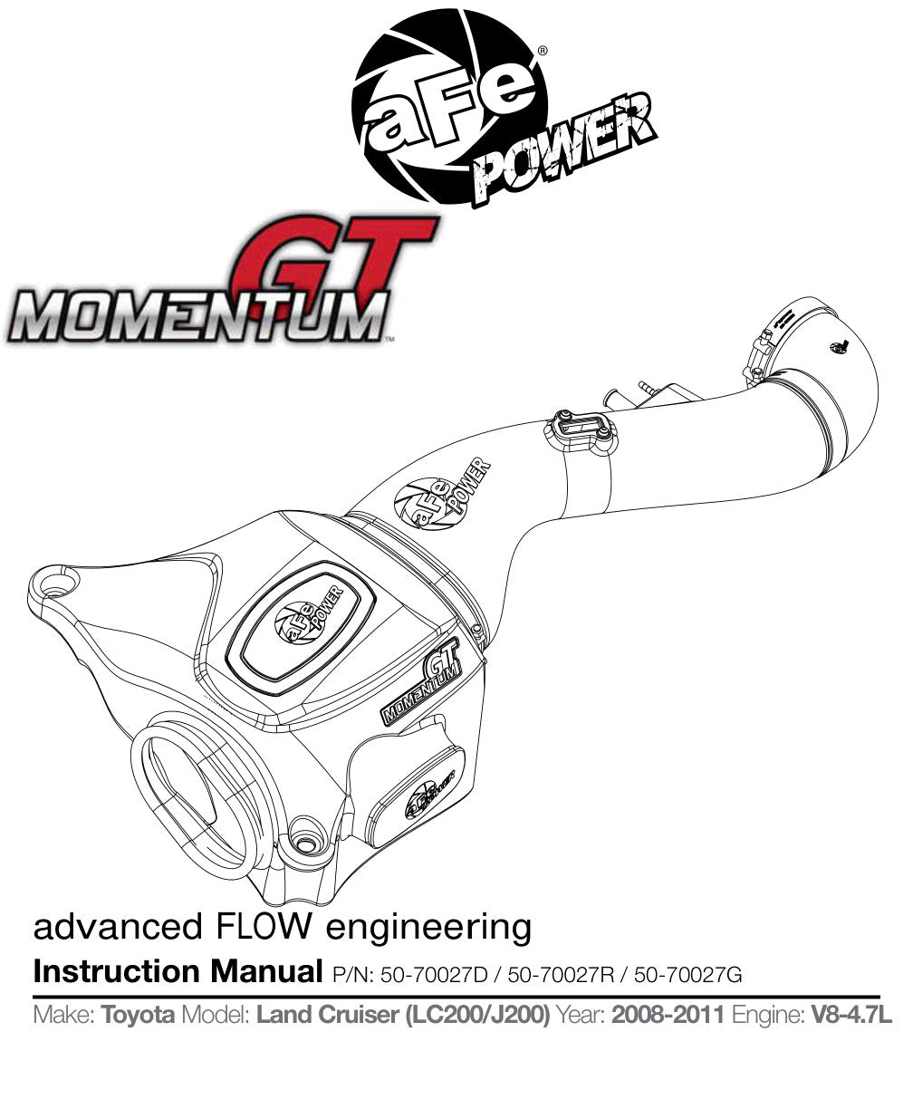 aFe 08-11 Toyota Land Cruiser V8 4.7L Momentum GT Cold Air Intake w/ Pro DRY S Media