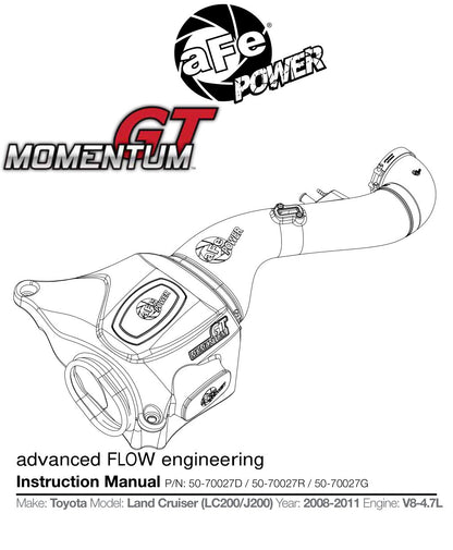 aFe 08-11 Toyota Land Cruiser V8 4.7L Momentum GT Cold Air Intake w/ Pro DRY S Media