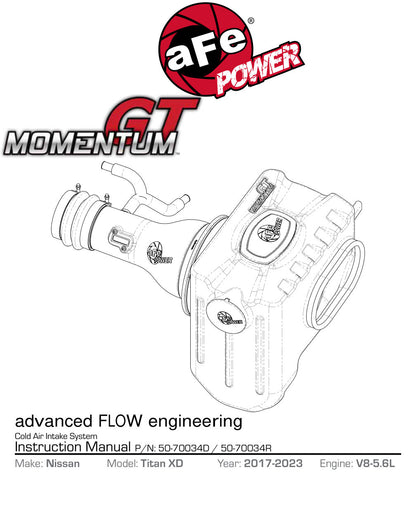 aFe Momentum HD 9in Cold Air Intake | Nissan Titan XD 17-21 (50-70034D)