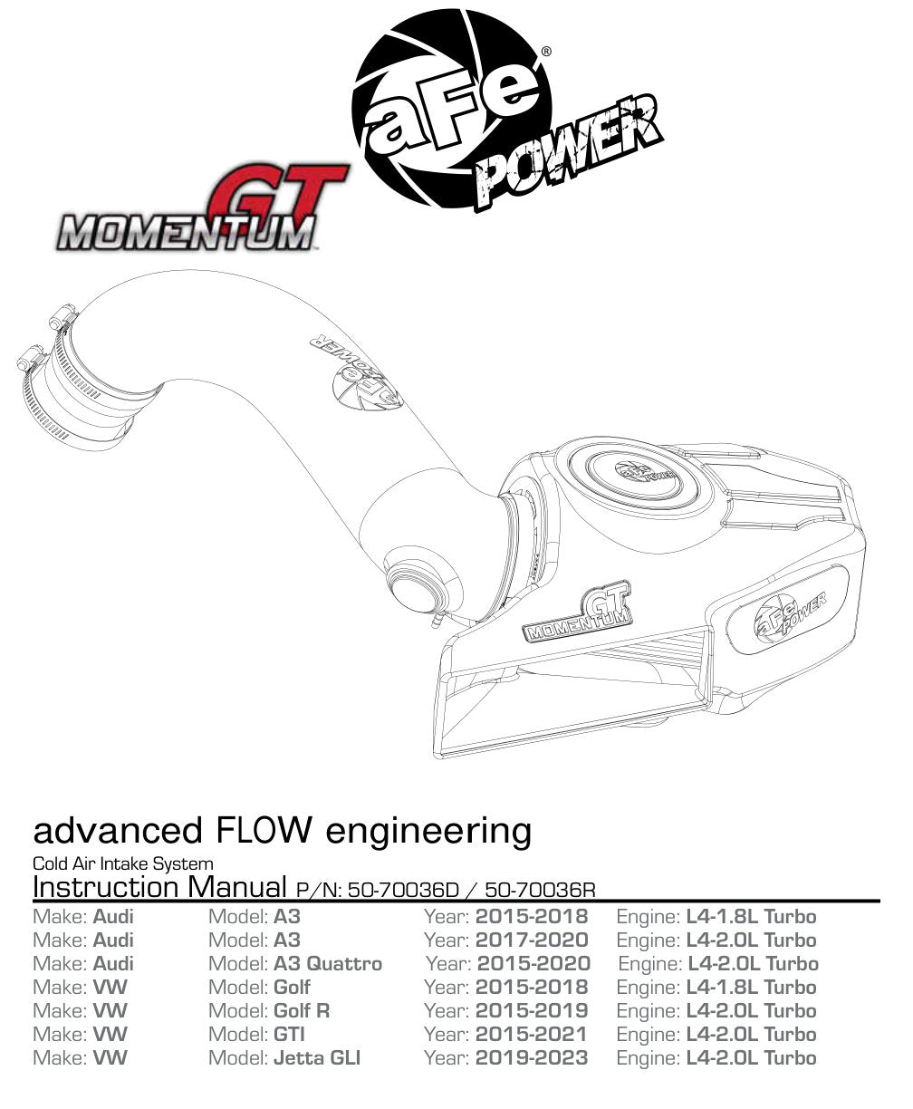 aFe Momentum GT CAI | VW Golf R/GTI (12-20) (50-70036D)