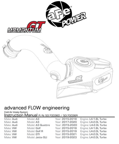aFe Momentum GT CAI | VW Golf R/GTI (12-20) (50-70036D)