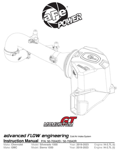 aFe Momentum GT Pro DRY S Cold Air Intake System | GM Silverado/Sierra 1500 (19-20) (50-70042D)