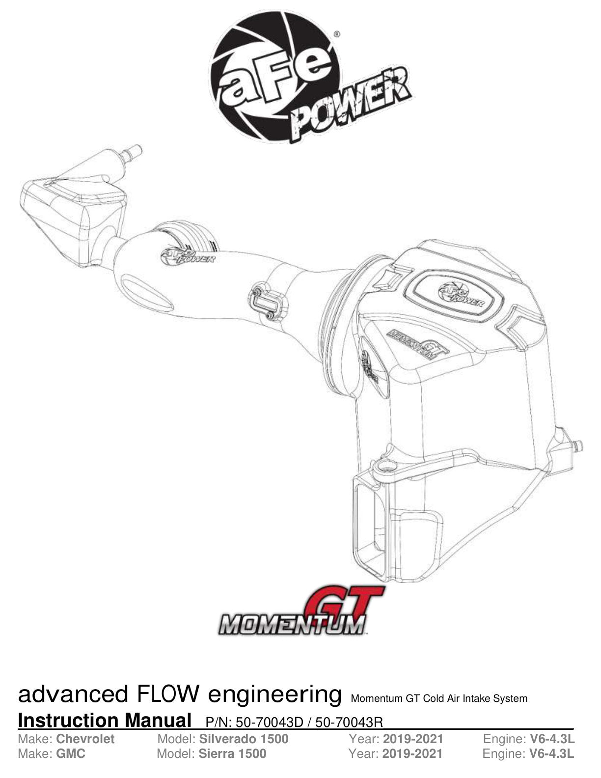aFe Momentum GT | GM Truck 4.3L V6 18-21 (50-70043D) (SPF5070043D)