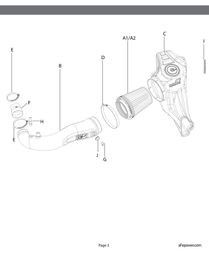 aFe Momentum GT CAIS | Ford Mustang (18-19) 2.3L EcoBoost w/ Pro 5R Media (50-70050R)
