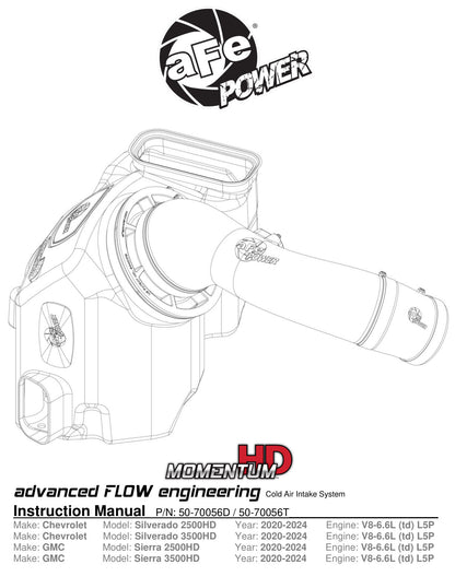 aFe Momentum HD Intake System | GM Diesel Trucks 2500/3500 (L5P) (50-70056T)