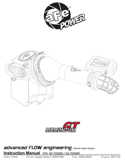 aFe Momentum GT Cold Air Intake System w/ Pro Dry S | Ford F-250/F-350 Super Duty V8-7.3L (50-70058D)