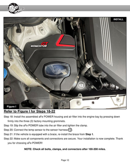 aFe Momentum GT Cold Air Intake w/ Pro DRY S Filter | BMW M340i (G20) 3.0L L6 (20-21) (50-70060D)