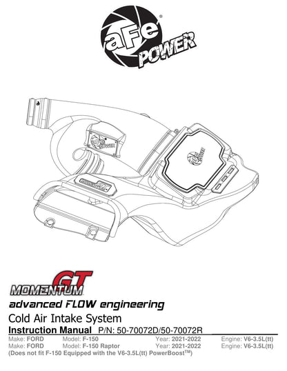 aFe Momentum GT Pro Dry S Intake System | Ford F-150 V6-3.5L (21+) (50-70072D)