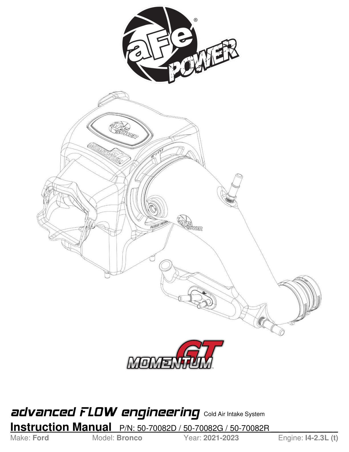 aFe Momentum HD CAI w/ Pro Dry S | Ford Bronco 2021+ (50-70082D)