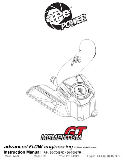 aFe Momentum GT Pro 5R Cold Air Intake | Audi Q3 L4 2.0L (t) (19-21) (50-70087R)