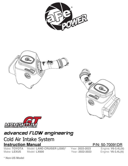 aFe Momentum GT Pro Dry S Intake System | Toyota Land Cruiser V6-3.4L (22-23) (50-70091DR)
