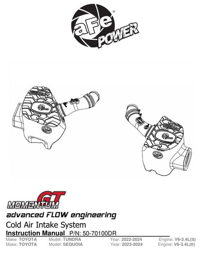 aFe Momentum GT Pro DRY S Intake Red Edition | Toyota Tundra V6-3.4L (22-23) (50-70100DR)