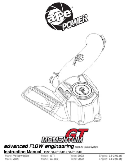 aFe Momentum GT Cold Air Intake w/ Pro 5R Filter | VW GTI MKVIII 2.0L (22) (50-70104R)