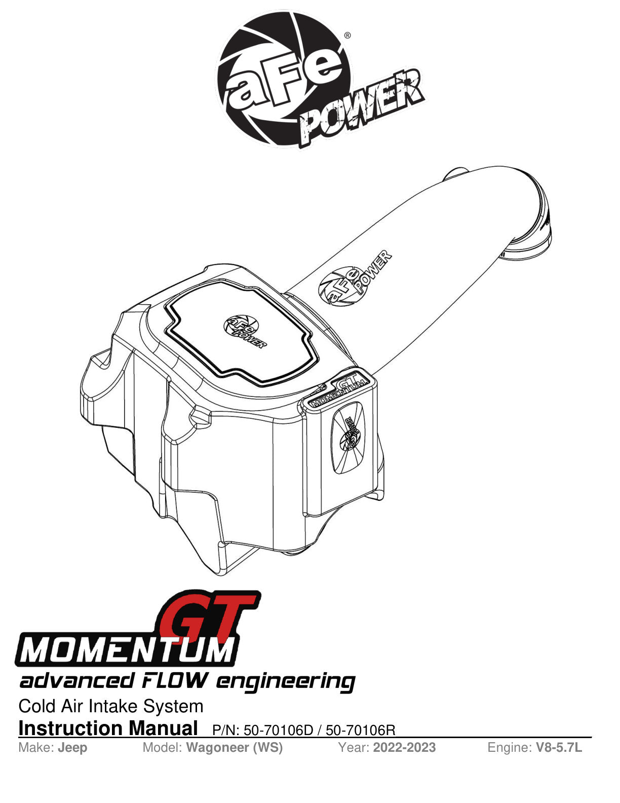 aFe Momentum GT Pro Dry S Intake | Jeep Wagoneer (21-26) (50-70106D)