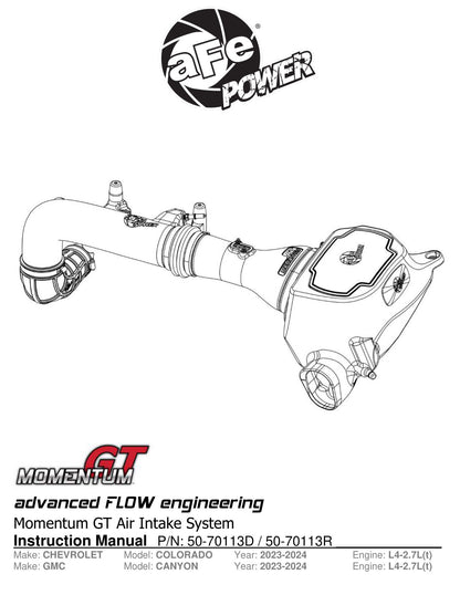aFe Momentum GT Cold Air Intake | Chevy Colorado/GMC Canyon (12-26) (50-70113D)