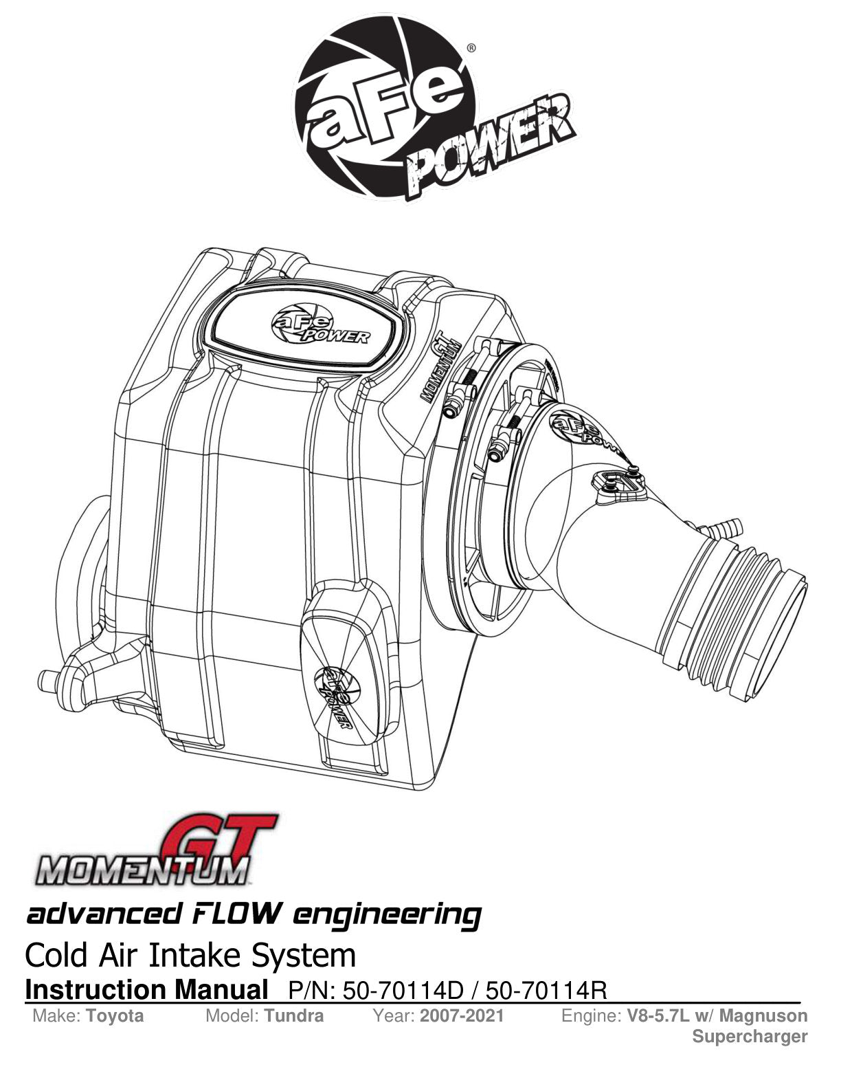 aFe Momentum GT Cold Air Intake w/ Pro 5R Filter | Toyota Tundra (07-21) (50-70114R)