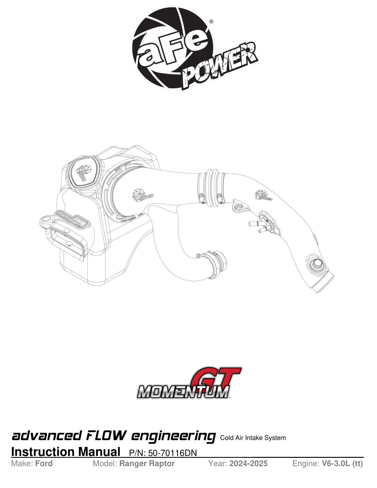 aFe Momentum Sealed Intake | Ford Ranger Raptor 22-26 (50-70116DN)