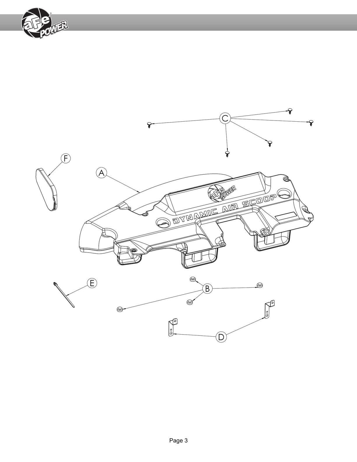aFe Momentum Dynamic Air Scoop For Intake kits 50-70119D and 50-70119R