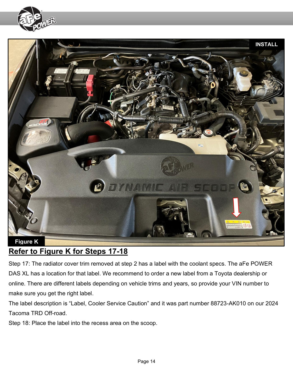 aFe Momentum Dynamic Air Scoop For Intake kits 50-70119D and 50-70119R