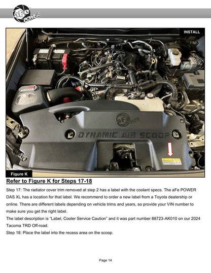 aFe Momentum Dynamic Air Scoop For Intake kits 50-70119D and 50-70119R