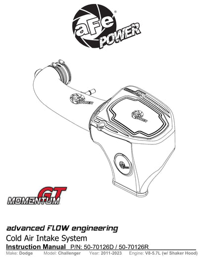 aFe Momentum GT Cold Air Intake System | Dodge Challenger V8 5.7L (50-70126R)
