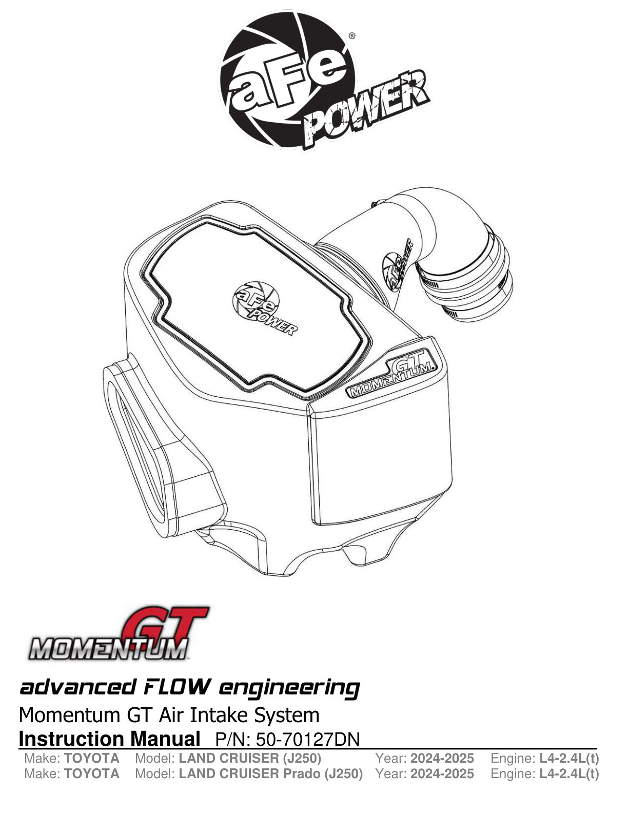 aFe Momentum GT Pro Dry S Intake | Toyota Land Cruiser (84-26) (50-70127DN)