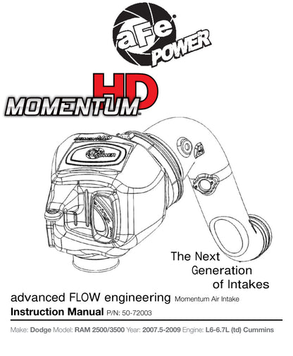 aFe Momentum HD Cold Air Intake | Dodge Ram 2500/3500 (07.5-09) (50-72003)