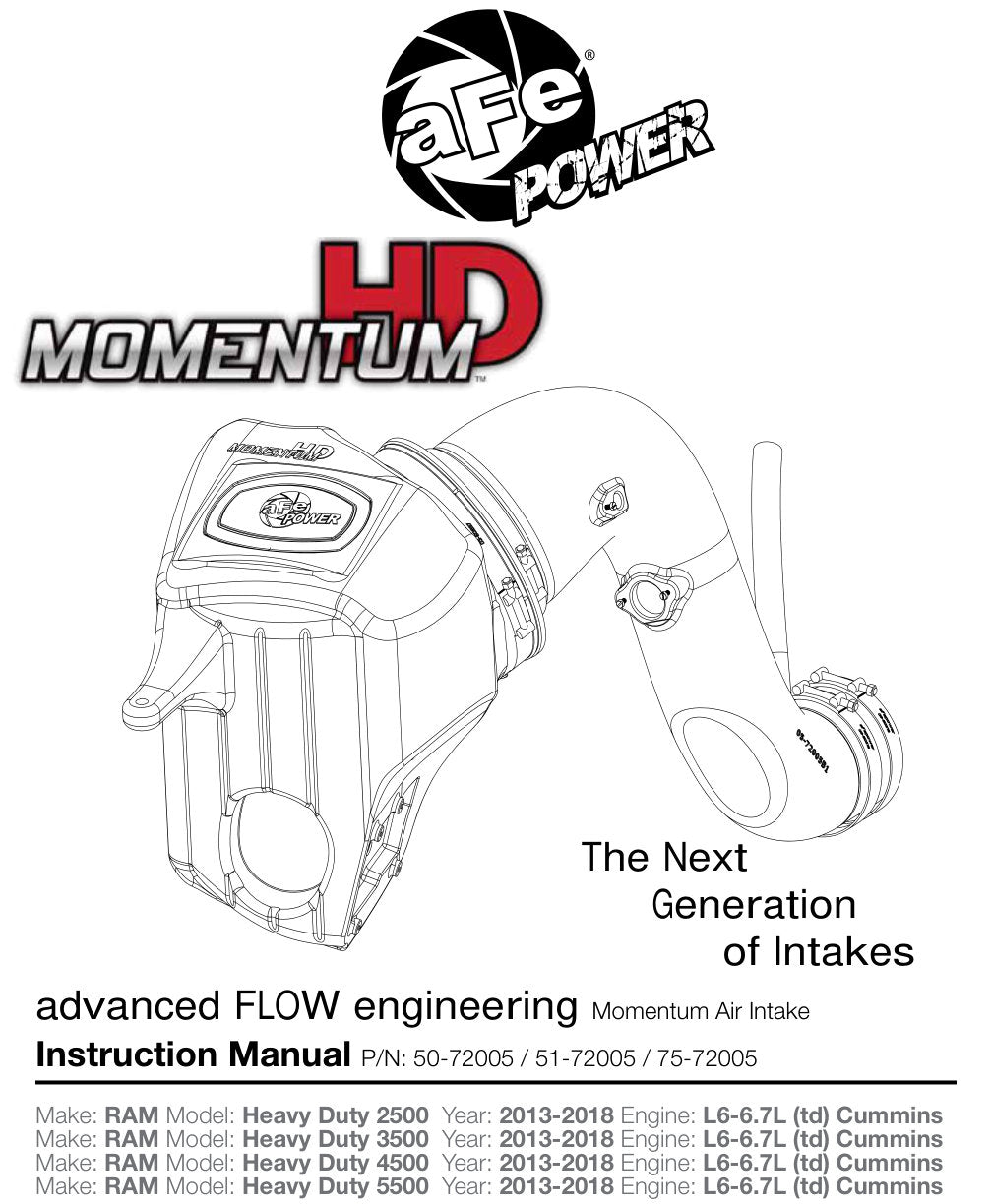 aFe Momentum HD Cold Air Intake | Ram 2500/3500 (13-18) (50-72005)