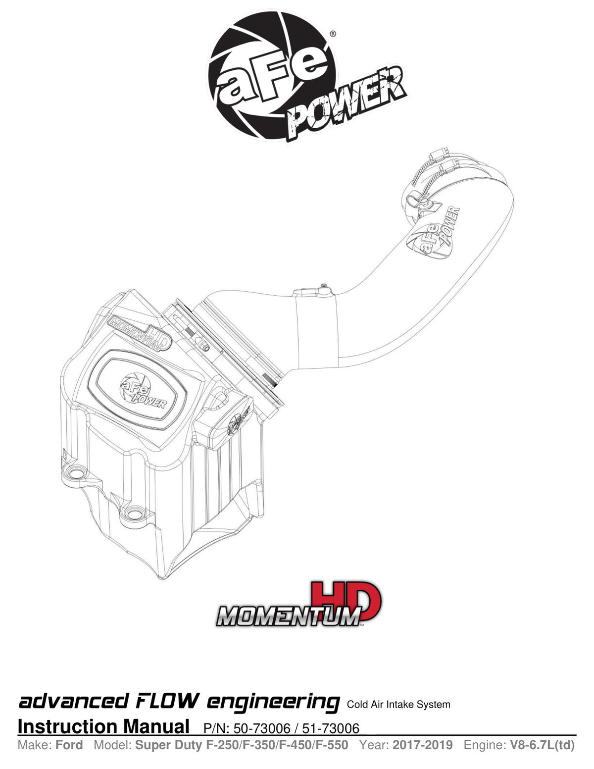 aFe Momentum HD PRO 10R Cold Air Intake | Ford Diesel Trucks V8-6.7L (17) (50-73006)