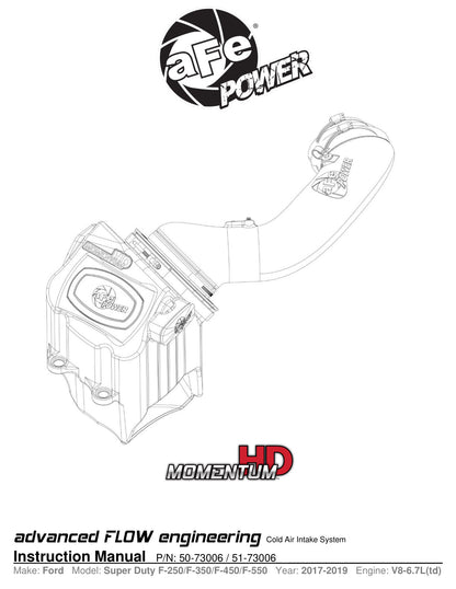 aFe Momentum HD PRO 10R Cold Air Intake | Ford Diesel Trucks V8-6.7L (17) (50-73006)