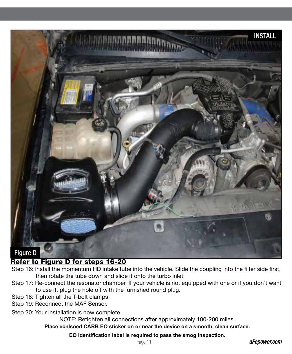 aFe Momentum HD Cold Air Intake System w/ Pro 10R Filter | GM Diesel Trucks LB7 (01-04) (50-74001)
