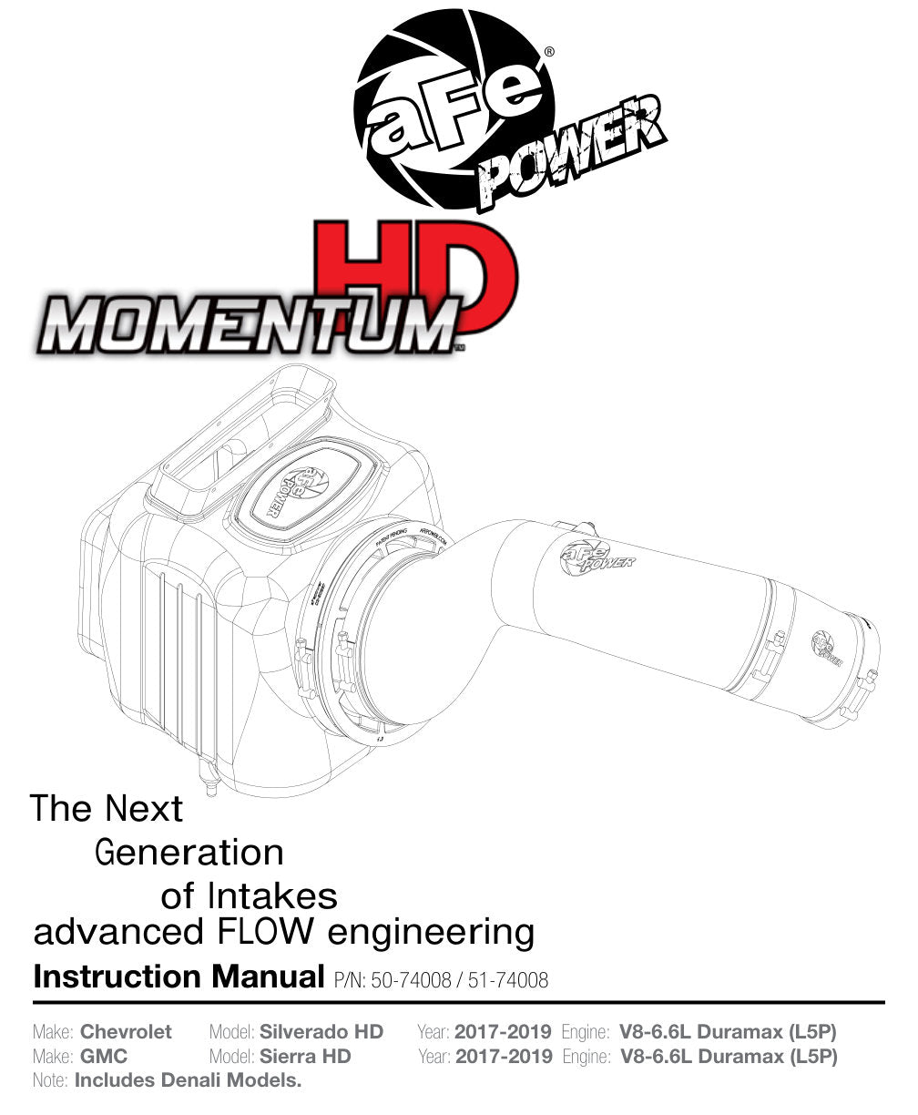 aFe Momentum HD Pro 10R Cold Air Intake System | GM Diesel Trucks V8 6.6L L5P 2017 (50-74008)