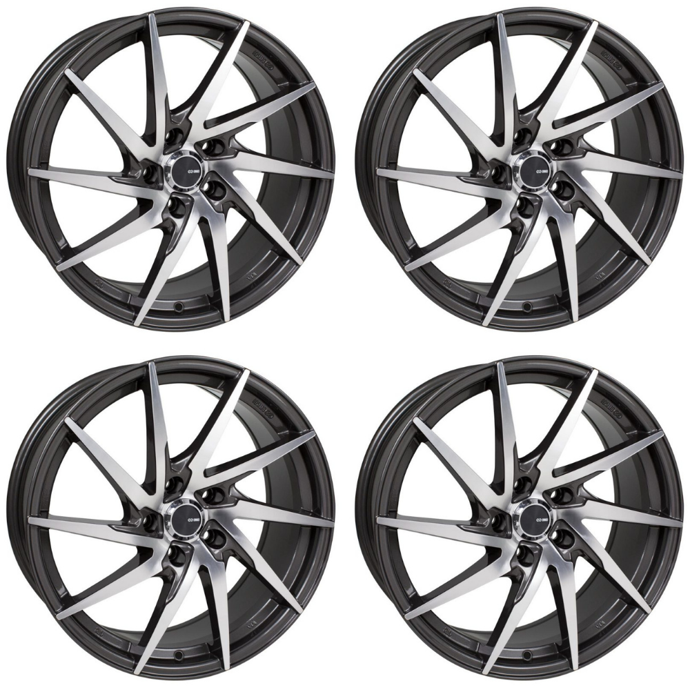 (set of 4) Enkei PW10 Gunmetal w/ Machined Spokes | 16x7" +42mm | 5x100mm Wheel