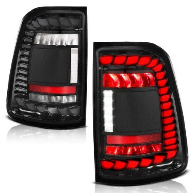ANZO 19-24 RAM 1500 Factory LED Full LED Tail Lights SeqSig Black Pair (311481A)