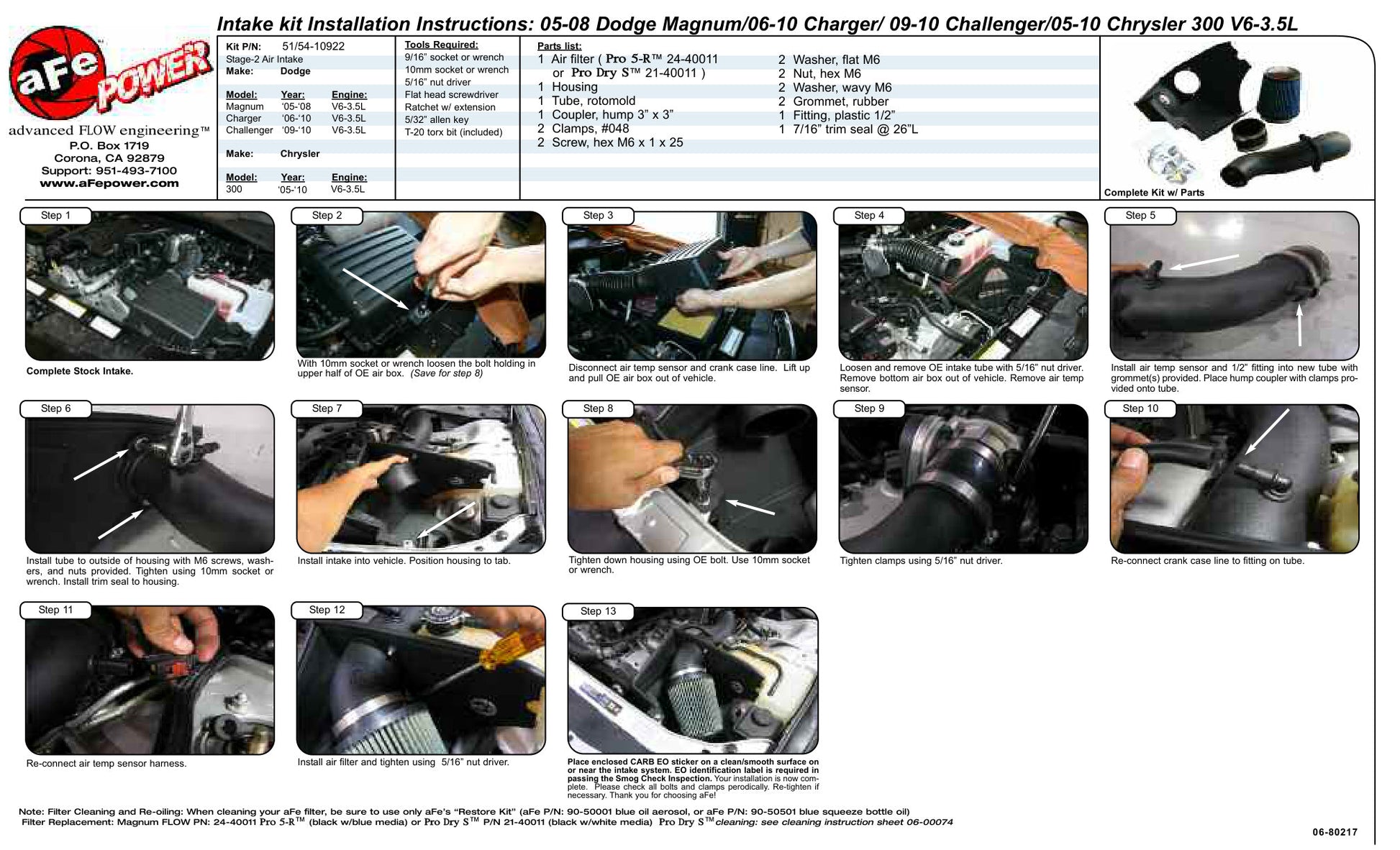 aFe Magnum FORCE Stage-2 Pro D&S Cold Air Intake | Dodge Charger/Challenger (06-10) (51-10922)