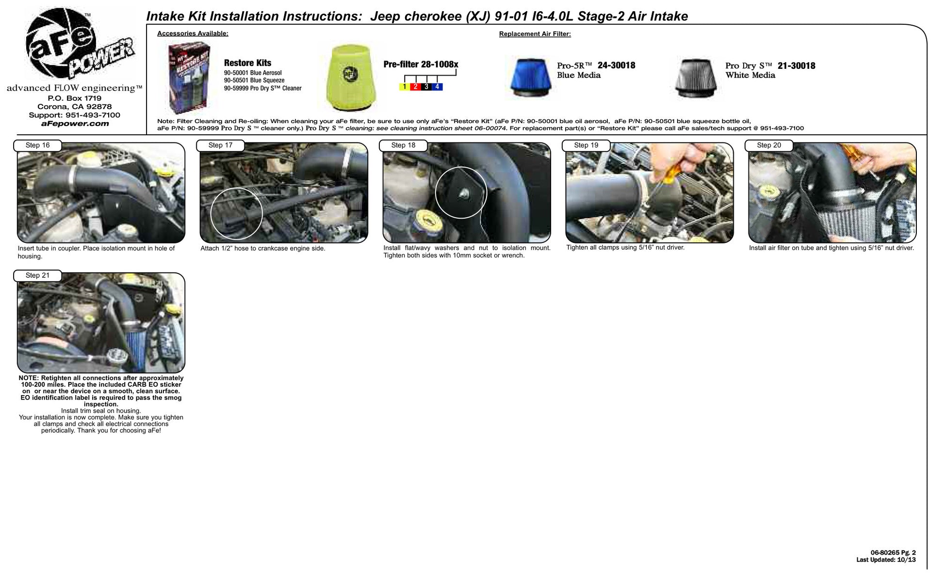 aFe Magnum FORCE Stage-2 Cold Air Intake Jeep XJ (91-01) (51-11552-1)