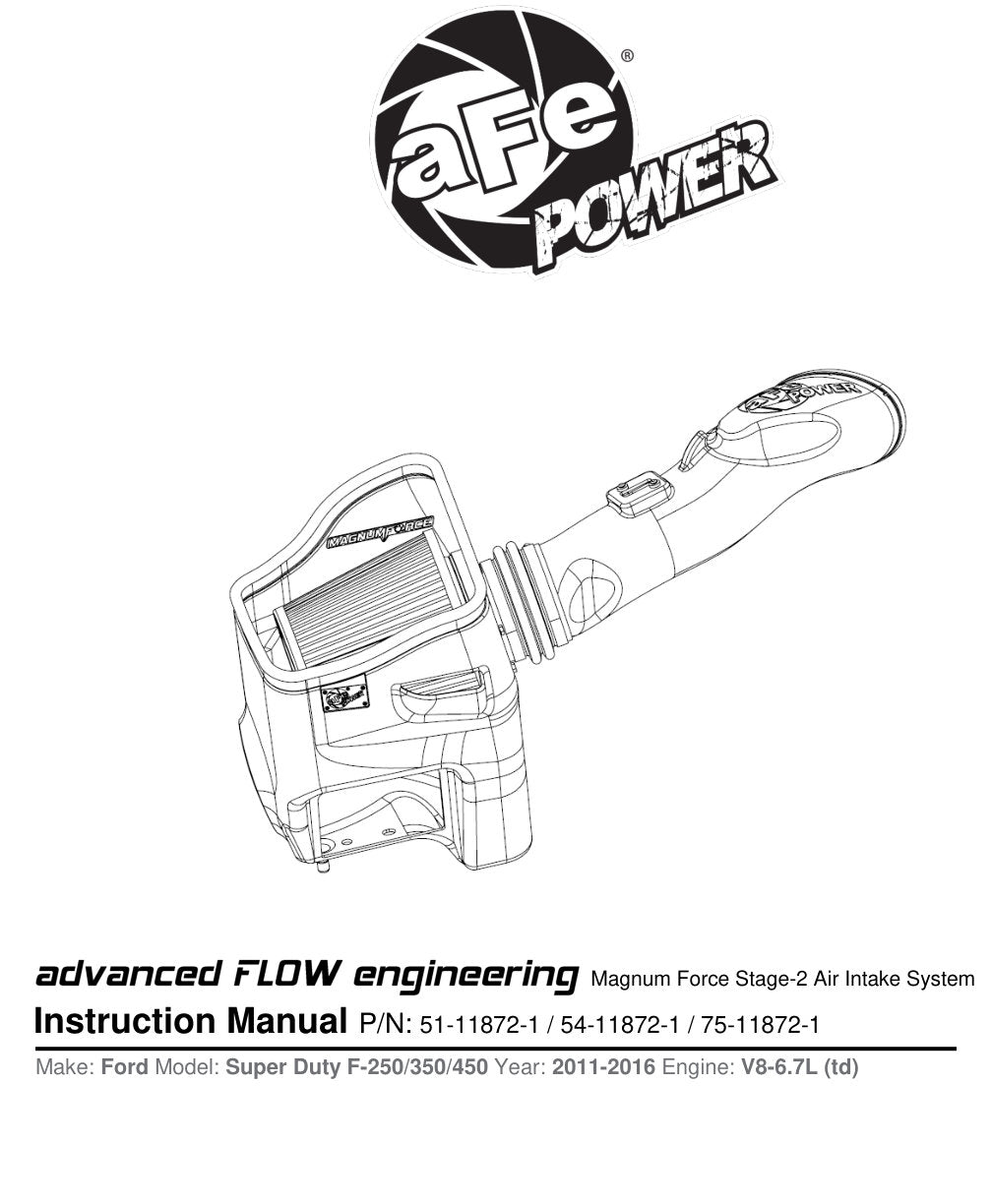 aFe Magnum FORCE Stage-2 Cold Air Intake F&R Ford 2011-15 V8 6.7L 51-11872-1 (51-11872-1)