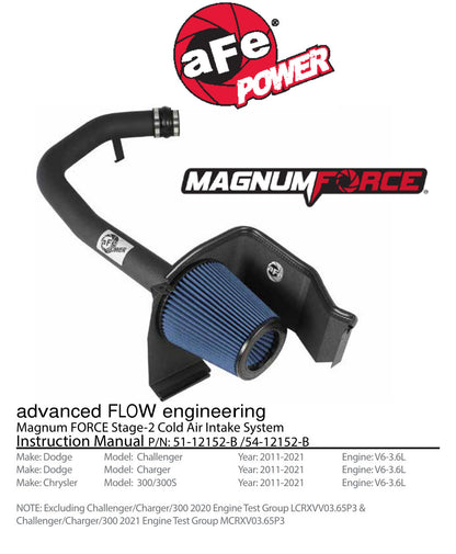 aFe Magnum FORCE Stage-2 Cold Air Intake | Dodge Challenger/Charger / Chrysler 300 (51-12152-B)