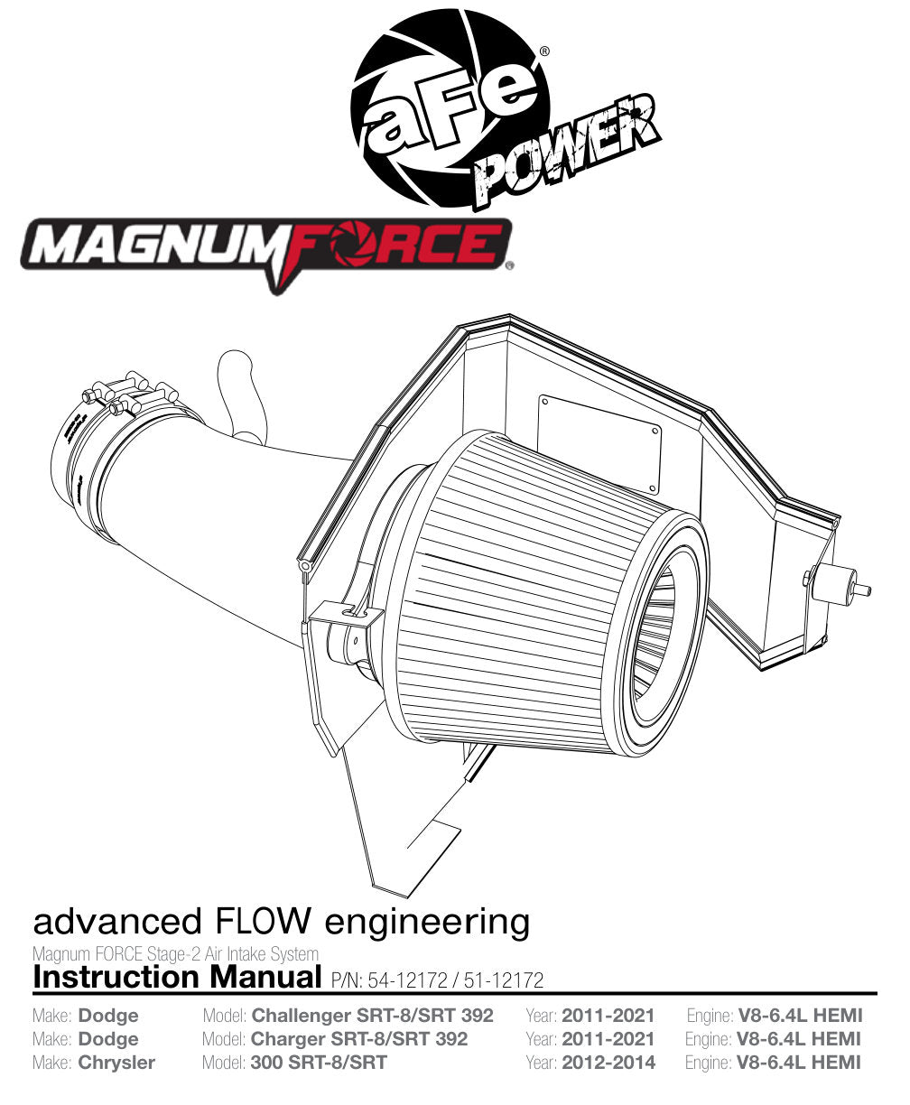 aFe Magnum FORCE Stage-2 Cold Air Intake | Dodge Challenger/Charger / Chrysler 300 SRT8 (51-12172)