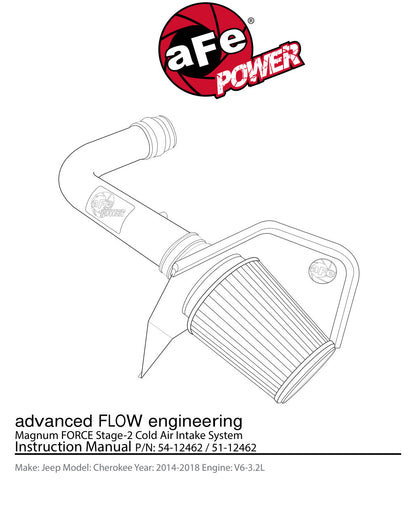 aFe Magnum FORCE Stage-2 Cold Air Intake Jeep V6 3.2L (14) (51-12462) | Cherokee F&R (SPF12462-12K)