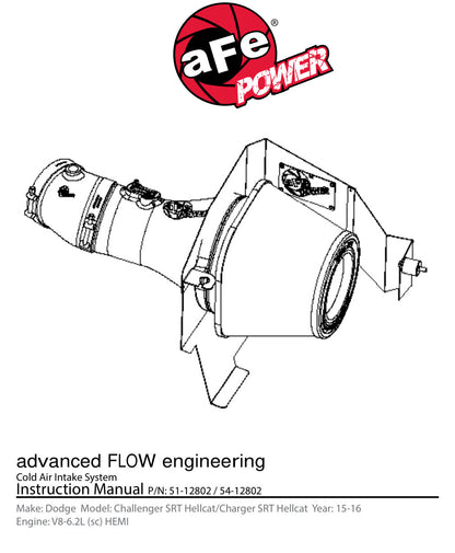 aFe Stage-2 Cold Air Intake | Dodge Challenger SRT Hellcat (15-16) (51-12802)