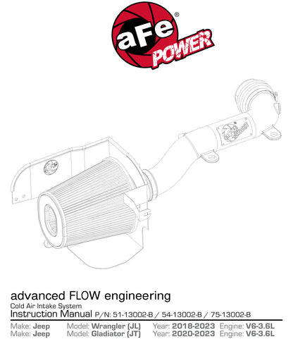 aFe Magnum FORCE Stage-2 XP Pro DRY S CAI | Jeep JL V6 3.6L (18+) (SPF51-13002-B)