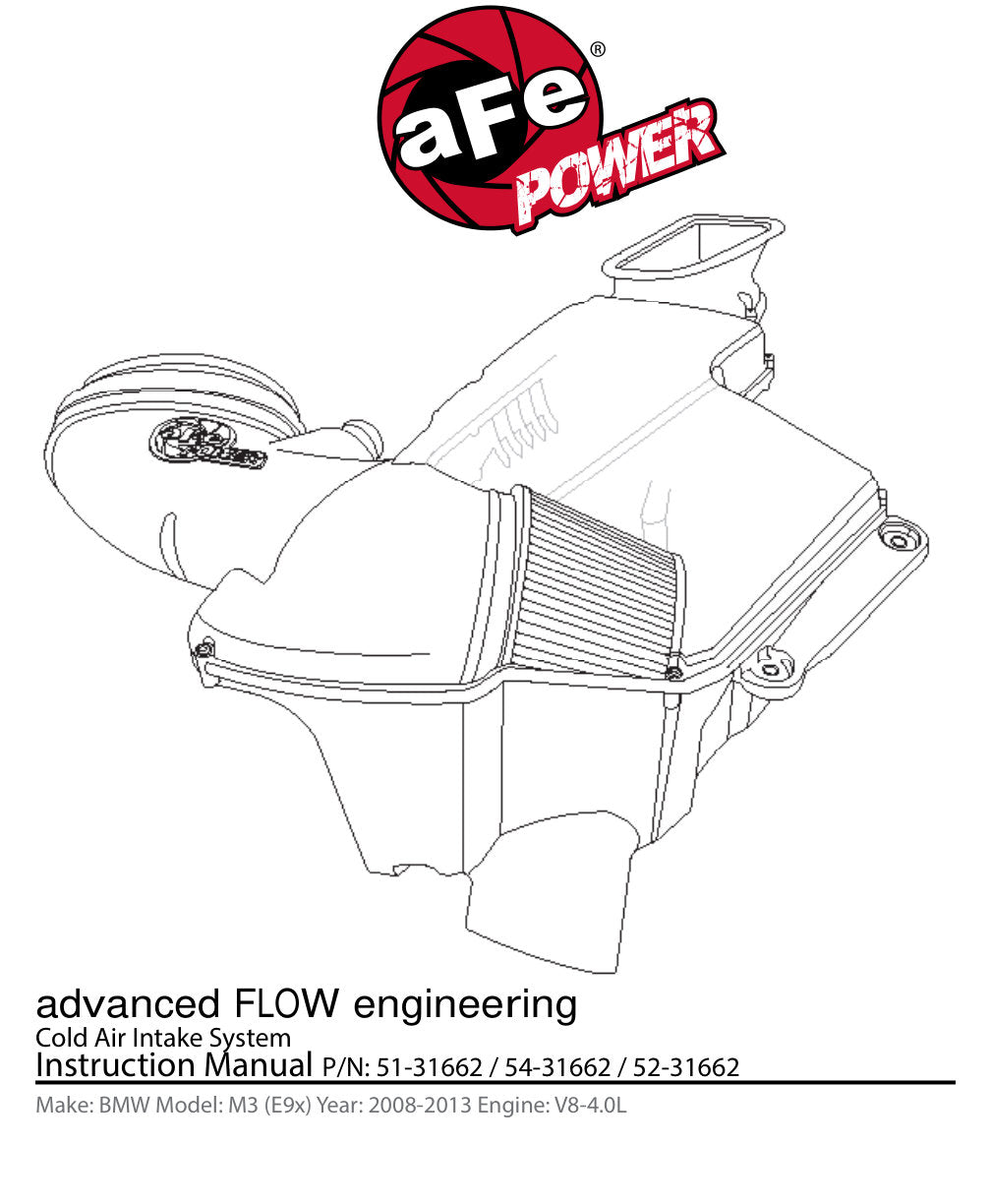 aFe Perf Stage-2 Cold Air Intake | BMW M3 E9X (08-12) V8-4.0L (51-31662) (SPF51362)