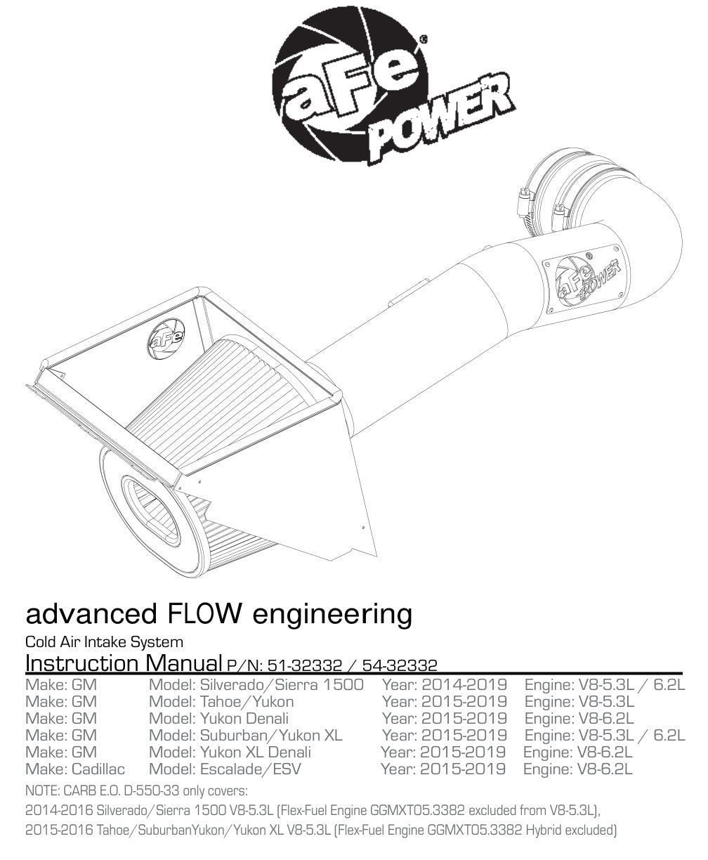 aFe Magnum FORCE Stage-2 Cold Air Intake GM Silverado/Sierra 1500 V8 5.3/6.2L (14-17) (51-32332)