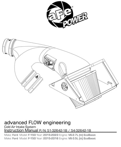 aFe Stage-2 V6 2.7/3.5L Cold Air Intake w/ Pro DRY S | Ford F-150 (51-32642-1B)