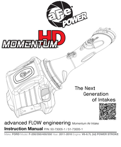aFe Momentum HD Cold Air Intake | Ford Diesel V8-6.7L (11-15) (51-73005-1) (SPF73005-1)