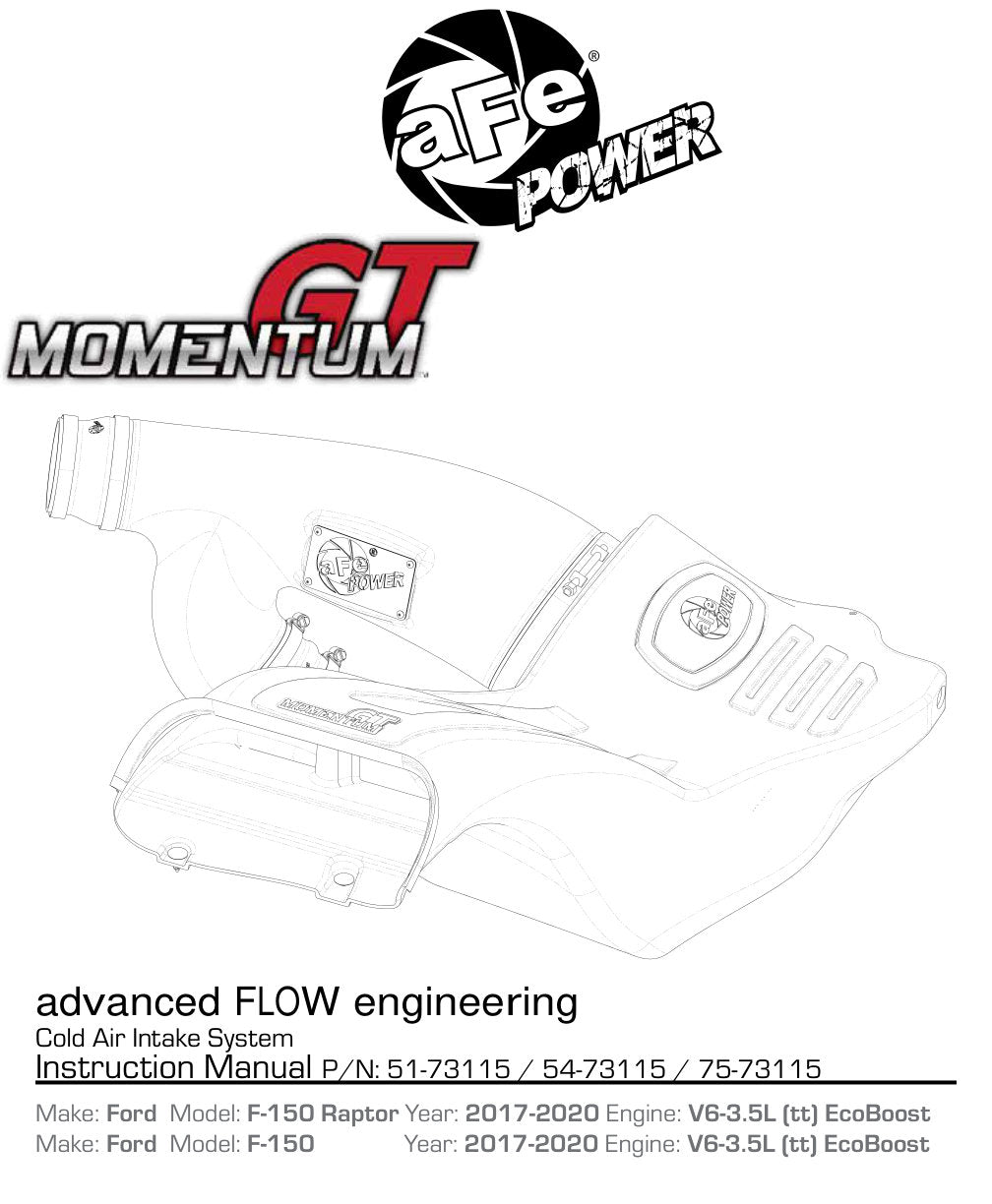 aFe POWER Momentum GT Pro Dry S Intake System | Ford F-150 Raptor V6-3.5L(tt) EcoBoost (51-73115)
